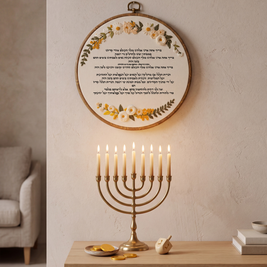 סדר הדלקת נרות חנוכה - רקמה בעבודת יד | דגם ורה