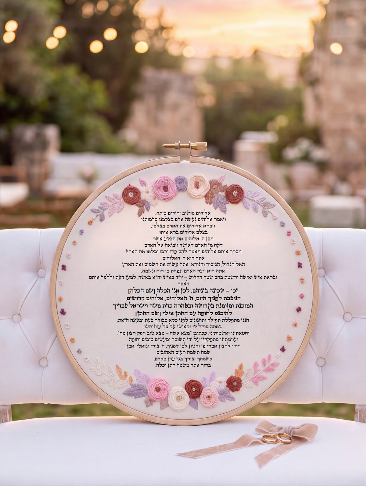 ברכת כלה מעוצבת - רקמה בעבודת יד | דגם נטע