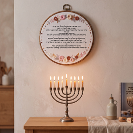 סדר הדלקת נרות חנוכה - רקמה בעבודת יד | דגם נטע